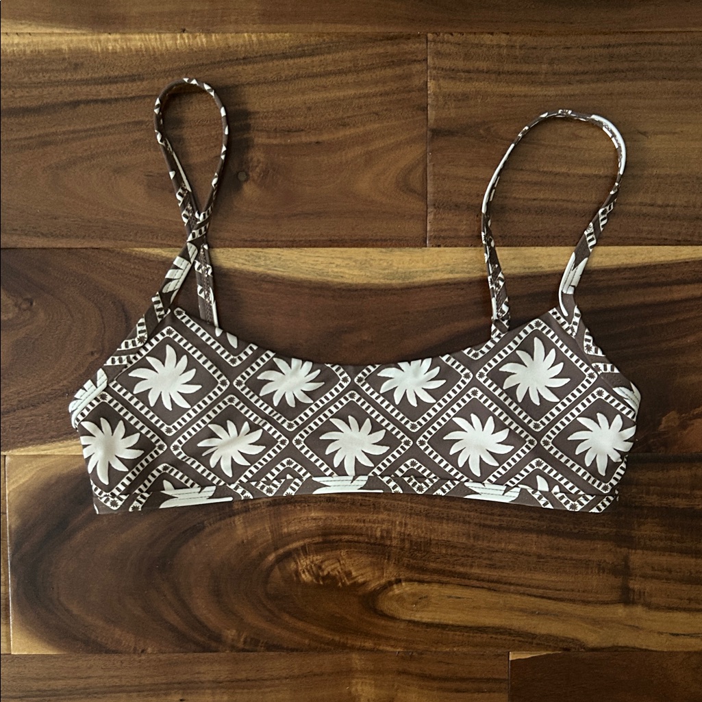 Rhythm Brown And White Bikini Top Xs New